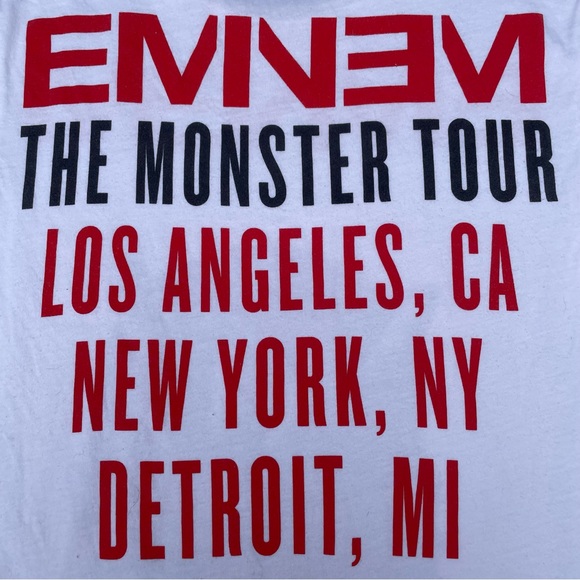 Eminem Monster Tour Merch Graphic White Red T-shirt - Picture 4 of 9